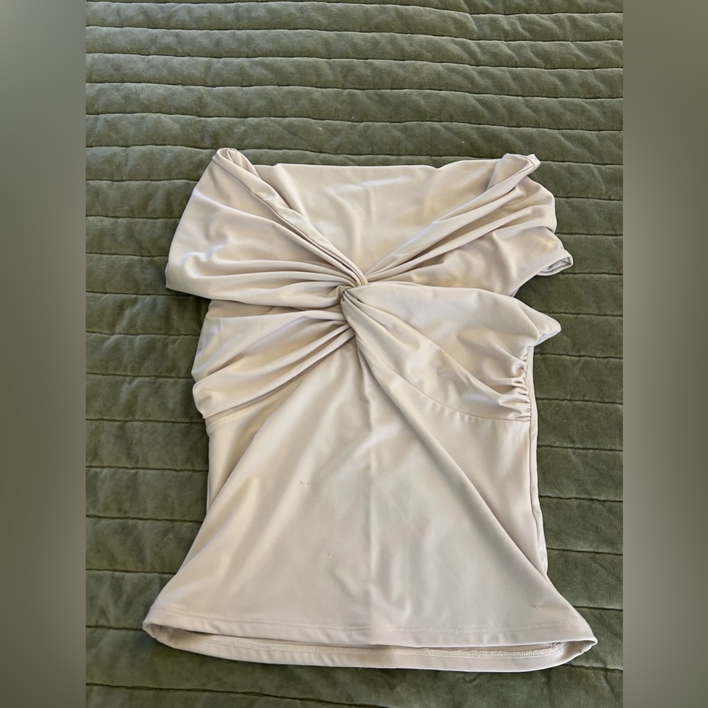Off the shoulder, beige top. A&F